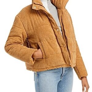 Corduroy Puffer Jacket in Camel